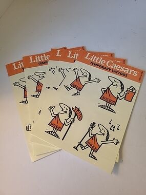 5 Sheets 2019 Little Caesars Temporary Tattoos - Orange and Black
